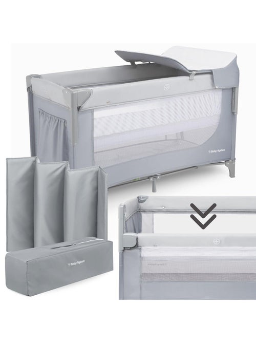 Lit Parapluie Parc Bébé - Table à Langer, Matelas, Parois Aérées, 4 Niveaux Réglables, Roues - Kiabi