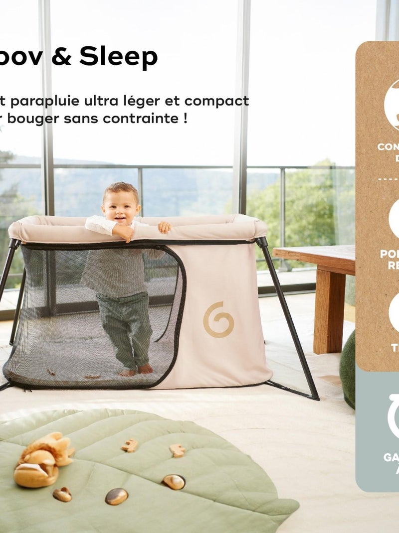 Lit parapluie ultra compact & léger Intérieur/Extérieur MOOV & SLEEP Sable Beige - Kiabi