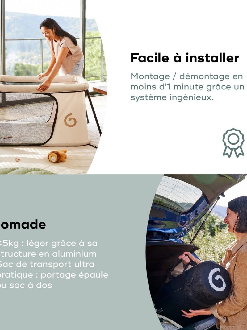 Lit parapluie ultra compact & léger Intérieur/Extérieur MOOV & SLEEP Sable Beige - Kiabi