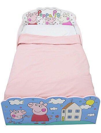 Lit Peppa Pig Famille et personnages avec deux tiroirs rangement 140x70 cm