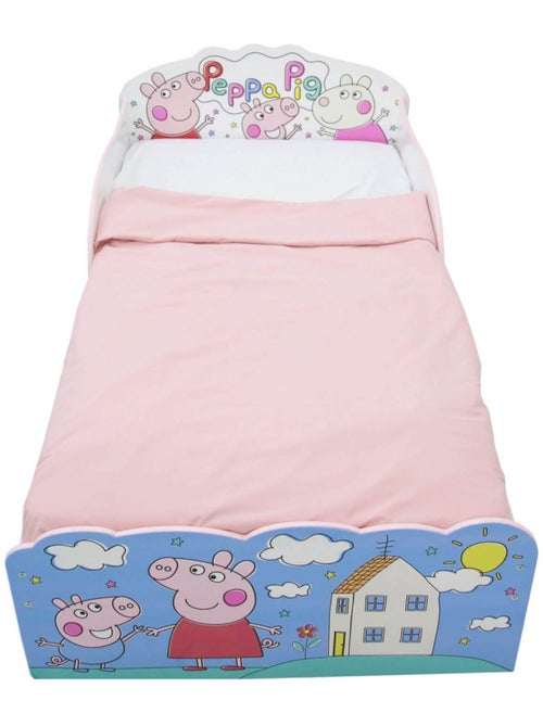 Lit Peppa Pig Famille et personnages avec deux tiroirs rangement 140x70 cm - Kiabi