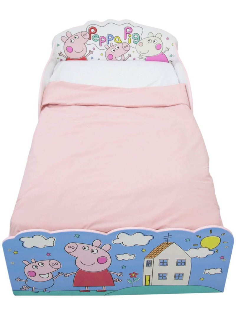 Lit Peppa Pig Famille et personnages avec deux tiroirs rangement 140x70 cm Multicolore - Kiabi