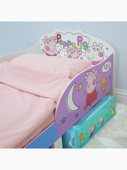 Lit Peppa Pig Famille et personnages avec deux tiroirs rangement 140x70 cm - Kiabi