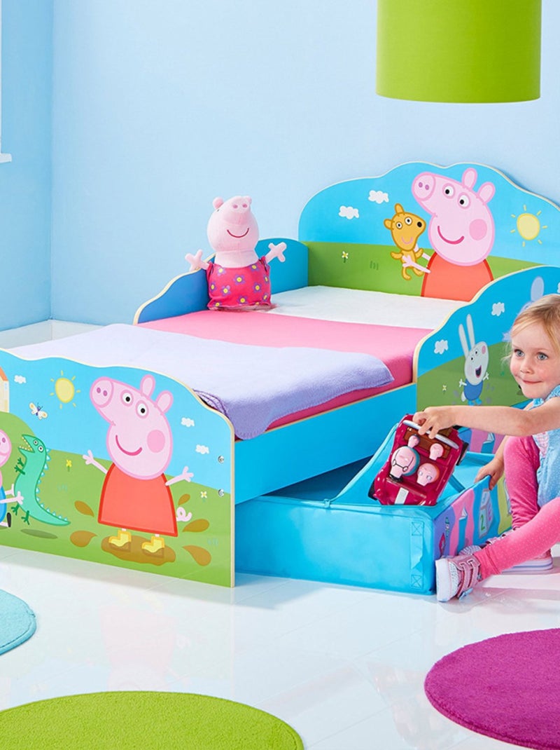 Lit  Peppa Pig Famille Playtime avec tiroirs de rangement 140x70 cm Rose - Kiabi