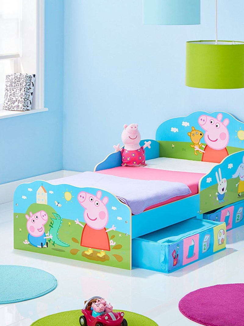 Lit  Peppa Pig Famille Playtime avec tiroirs de rangement 140x70 cm Rose - Kiabi