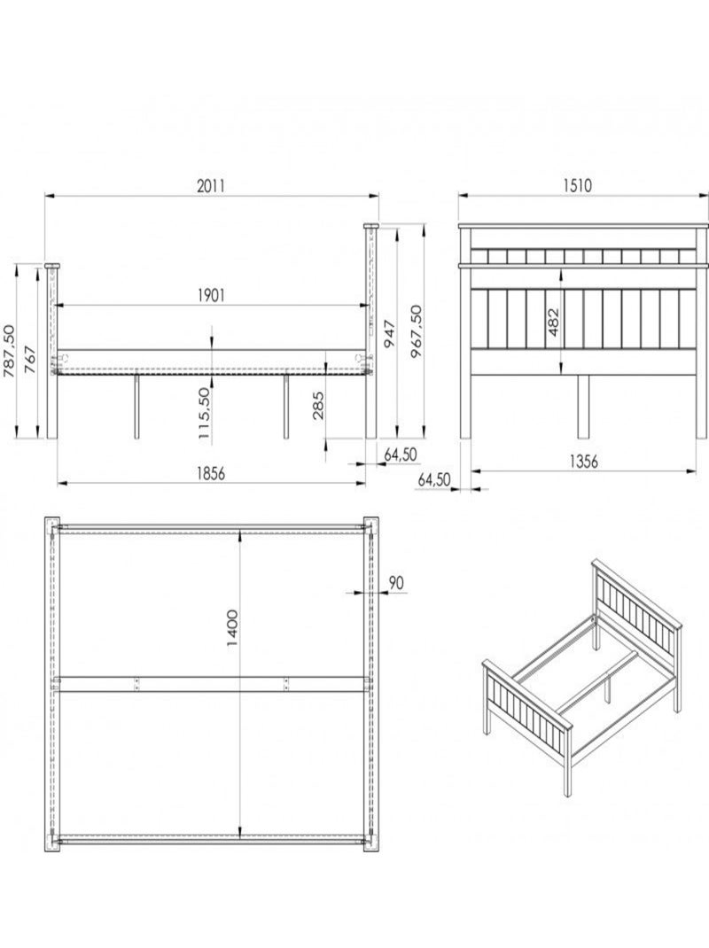 Lit pin massif  ARTHUR Blanc - Kiabi