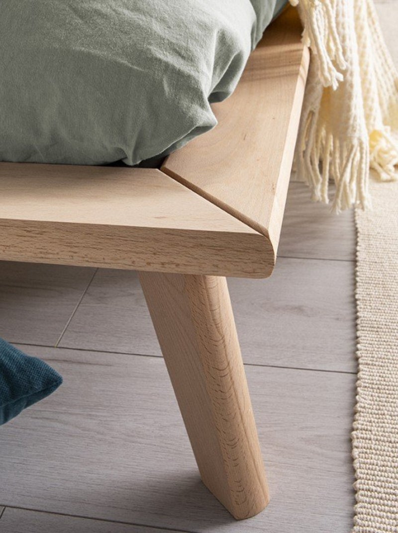 Lit plateforme en hêtre naturel  YUMI Bois naturel - Kiabi