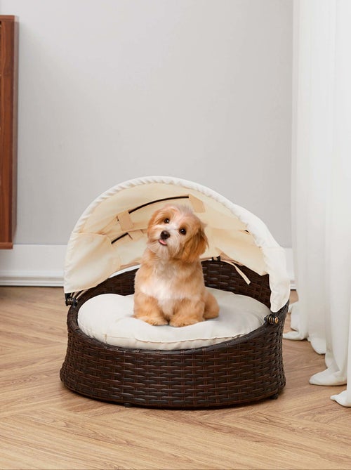 Lit pour animaux de compagnie pour chats et chiens, auvent en osier - Kiabi Lit pour animaux de compagnie pour chats et chiens, auvent en osier - Kiabi