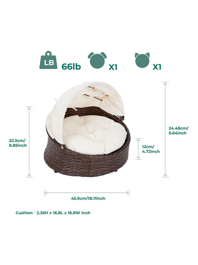 Lit pour animaux de compagnie pour chats et chiens, auvent en osier Marron foncé - Kiabi
