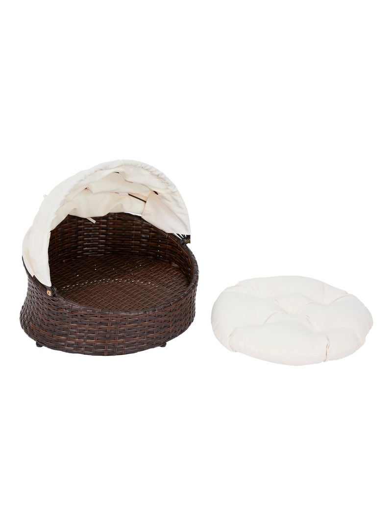 Lit pour animaux de compagnie pour chats et chiens, auvent en osier Marron foncé - Kiabi