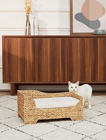 Lit pour animaux de compagnie pour chats et chiens en osier