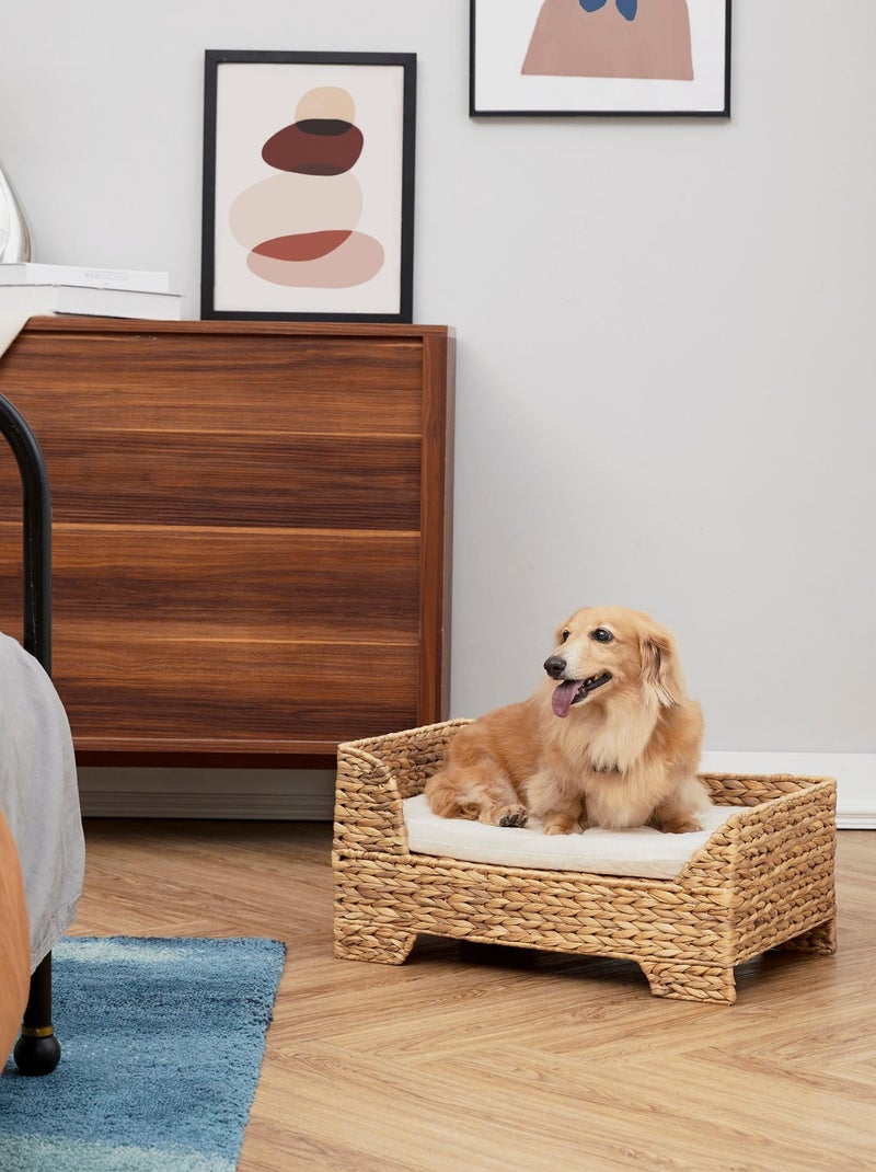 Lit pour animaux de compagnie pour chats et chiens en osier Beige - Kiabi
