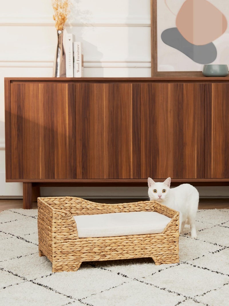 Lit pour animaux de compagnie pour chats et chiens en osier Beige - Kiabi