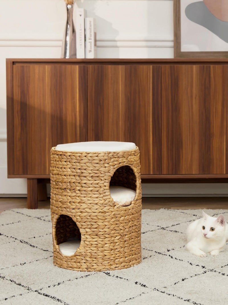 Lit pour animaux de compagnie pour chats et chiens en osier Beige - Kiabi