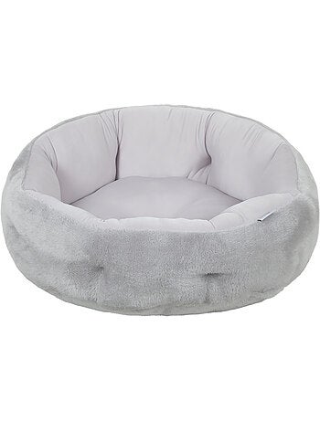 Lit pour chat réversible rebord de soutien tissu gris clair