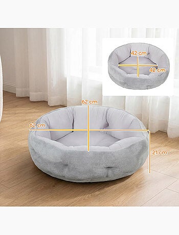 Lit pour chat réversible rebord de soutien tissu gris clair