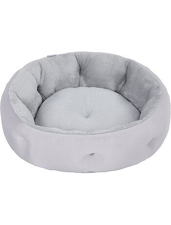Lit pour chat réversible rebord de soutien tissu gris clair