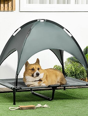 Lit pour chien chat sur pieds + parasol + sac de transport