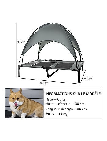 Lit pour chien chat sur pieds + parasol + sac de transport