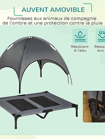 Lit pour chien chat sur pieds + parasol + sac de transport