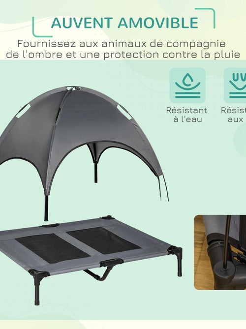 Lit pour chien chat sur pieds + parasol + sac de transport - Kiabi