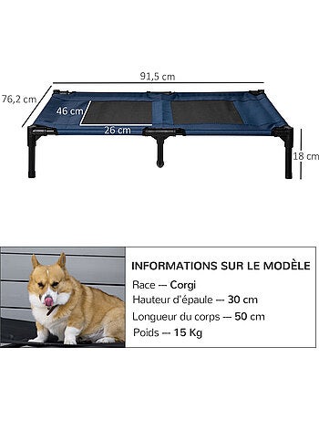 Lit pour chien chat xxl 92 x 76 x 18 cm bleu marine
