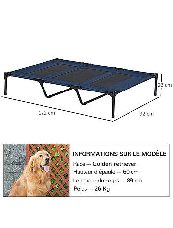 Lit pour chien chat XXL dim. 122L x 92l x 23H cm