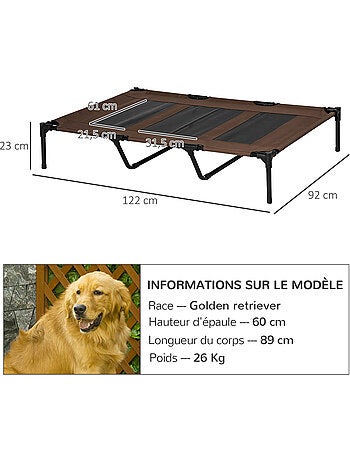 Lit pour chien chat XXL dim. 122L x 92l x 23H cm