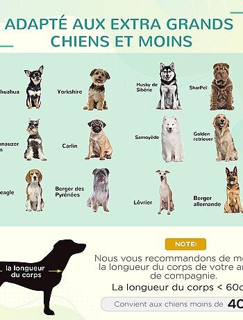 Lit pour chien chat XXL sur pied métal textilène noir