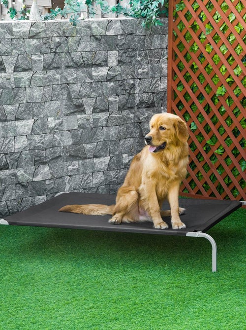 Lit pour chien chat XXL sur pied métal textilène noir - Kiabi
