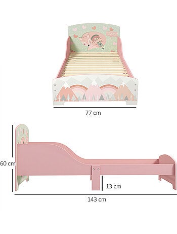Lit pour enfant 3-6 ans design mountain adventure - sommier à lattes inclus