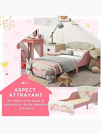 Lit pour enfant 3-6 ans design mountain adventure - sommier à lattes inclus