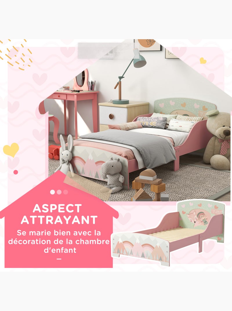 Lit pour enfant 3-6 ans design mountain adventure - sommier à lattes inclus Rose - Kiabi