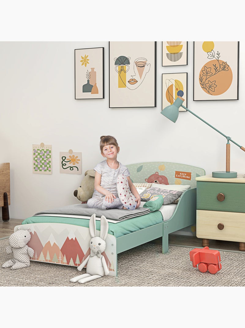 Lit pour enfant 3-6 ans design mountain adventure - sommier à lattes inclus Vert - Kiabi