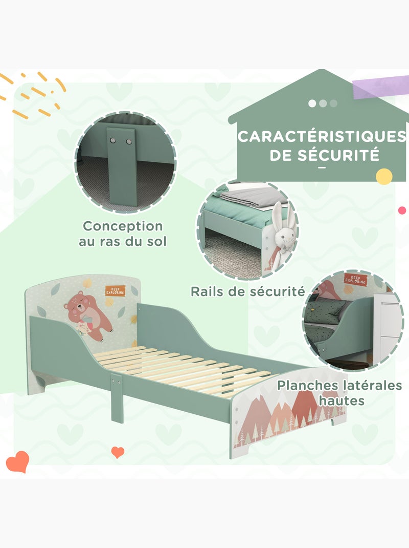 Lit pour enfant 3-6 ans design mountain adventure - sommier à lattes inclus Vert - Kiabi