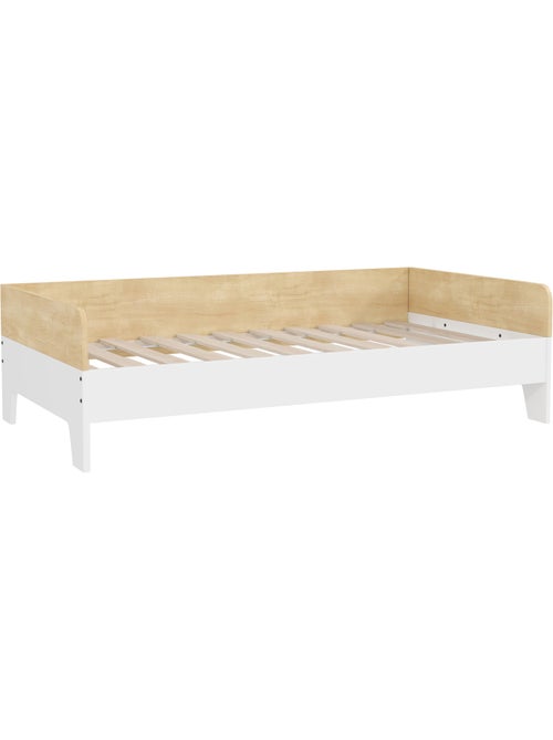 Lit pour enfant 3-8 ans style nordique - sommier à lattes inclus - blanc effet bois clair - Kiabi Lit pour enfant 3-8 ans style nordique - sommier à lattes inclus - blanc effet bois clair - Kiabi
