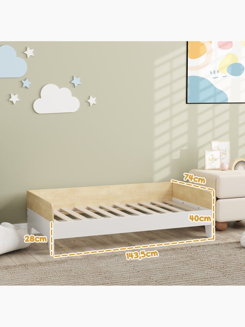 Lit pour enfant 3-8 ans style nordique - sommier à lattes inclus - blanc effet bois clair - Kiabi Lit pour enfant 3-8 ans style nordique - sommier à lattes inclus - blanc effet bois clair - Kiabi