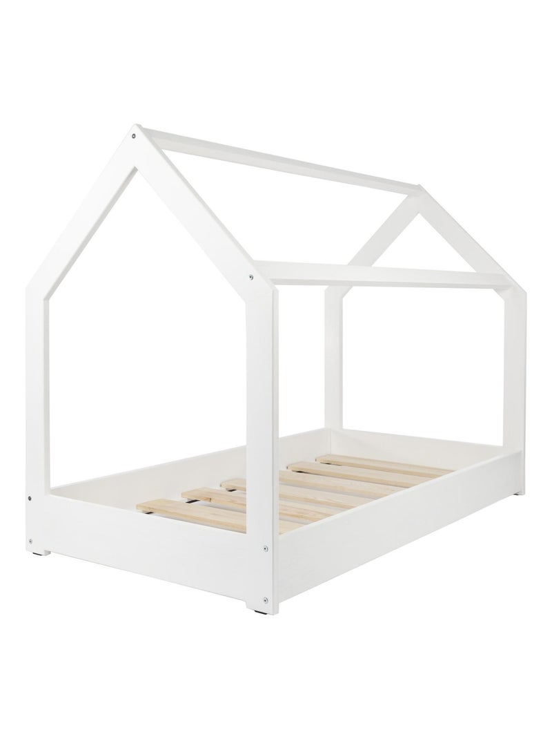 Lit pour enfant Cabane 2-en-1 en Bois Naturel (190x90cm) Blanc - Kiabi