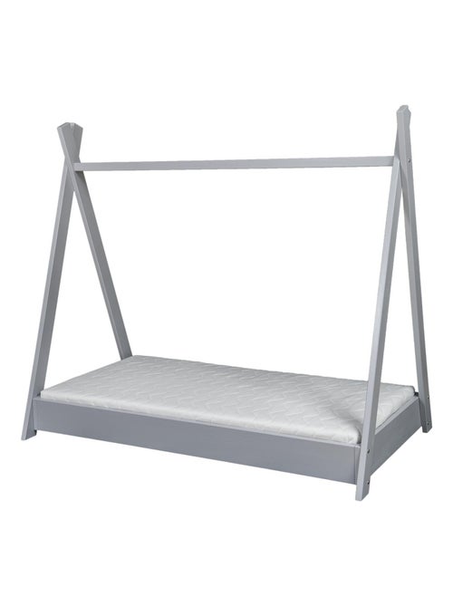 Lit pour enfant Maison 2-en-1 Tente Cabane en Bois Naturel (160x80 cm) Avec matelas eco - Kiabi