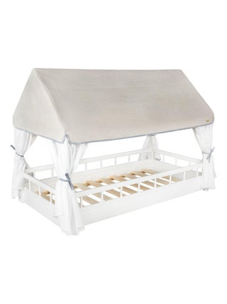 Lit Scandinave Maison 160x80 cm avec Barrières et Petit Toit