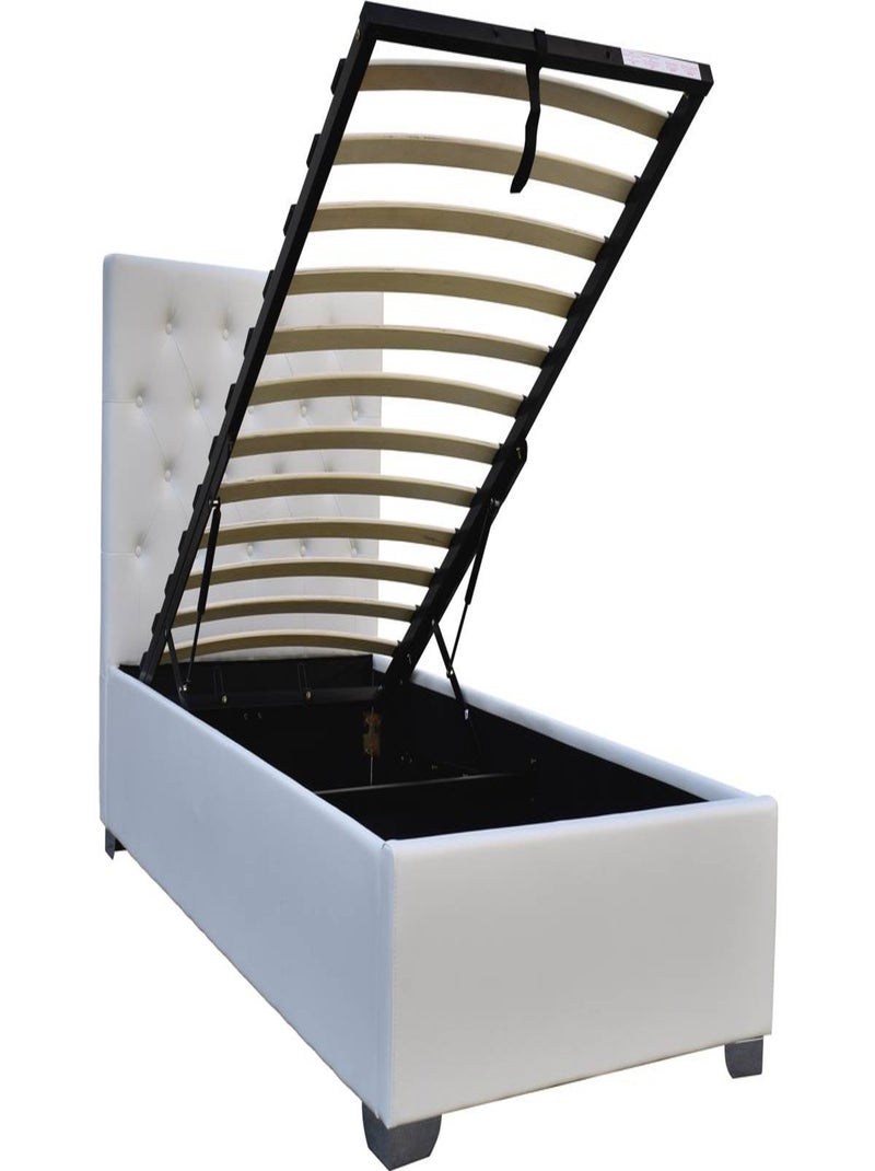 Lit simple avec coffre "Tino" - 90 × 190 cm - Blanc Blanc - Kiabi