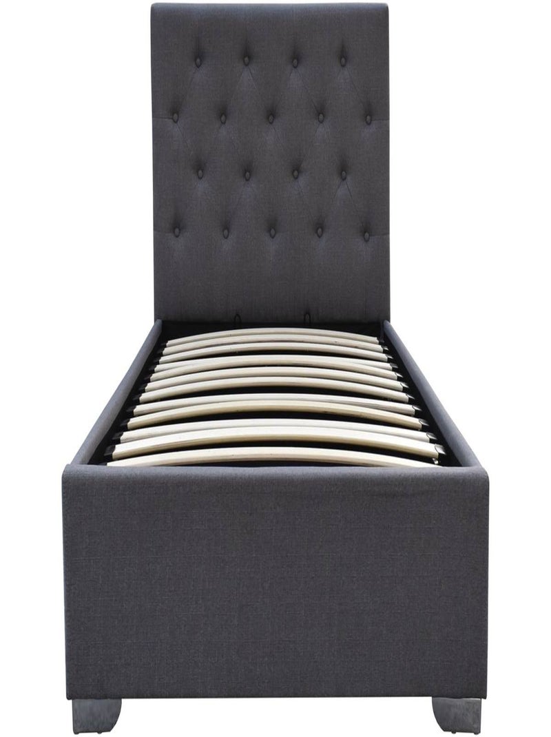Lit simple avec coffre "Tino" - 90 × 190 cm - Gris Gris - Kiabi