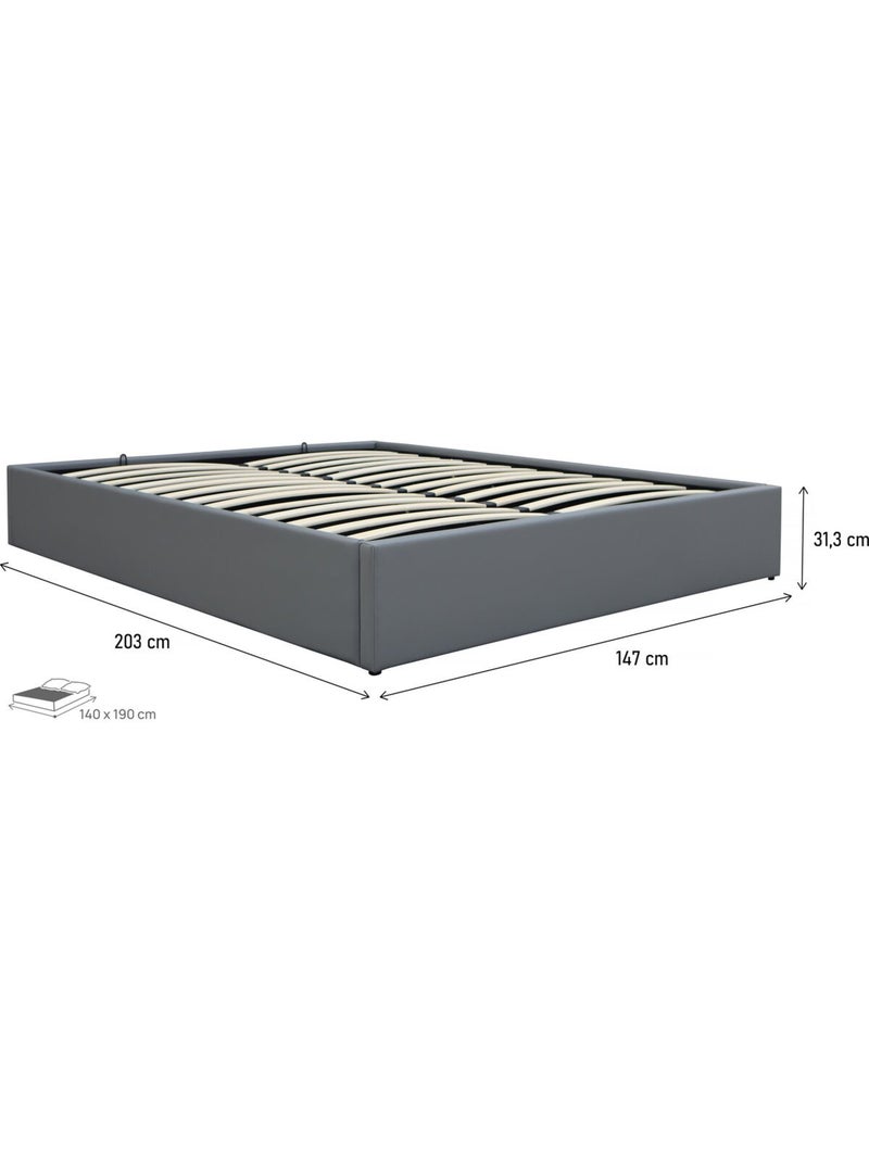 Lit simple en pvc avec coffre Gris - Kiabi