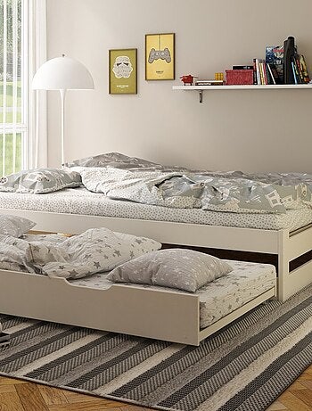 Lit sofa avec lits gigognes pin massif NINON