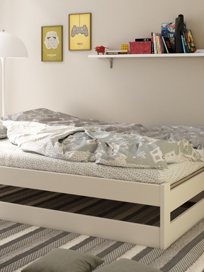 Lit sofa avec lits gigognes pin massif  NINON Blanc - Kiabi