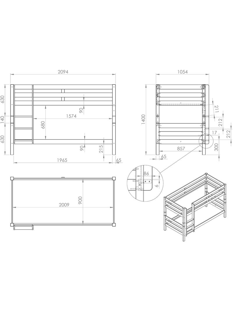 Lit superposé - Terre de Nuit Marron clair - Kiabi
