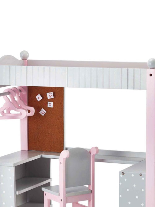 Lit superposé avec bureau et étagères de rangement pour poupée - Kiabi