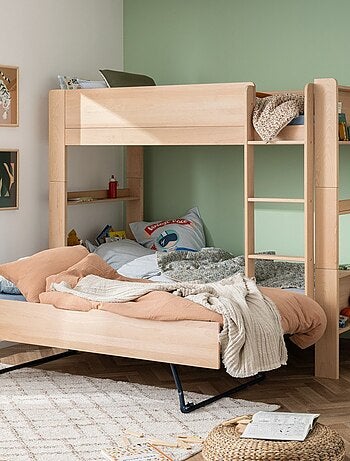 Lit superposé séparable avec lit gigogne en hêtre ARSÈNE