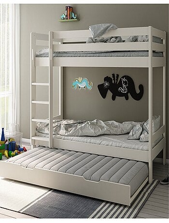 Lit superposé avec lit gigogne pin massif BASILE