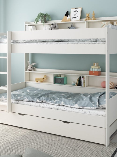 Lit superposé avec rangements et lit gigogne pin massif  EDOUARD - Kiabi